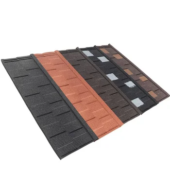 house roof construction materials modern classic tile red color stone coated metal roofing tile