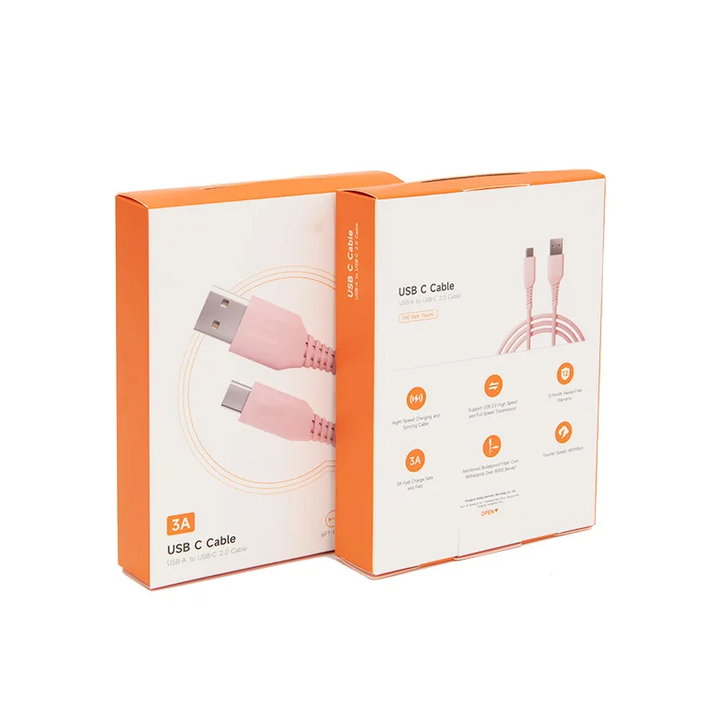 Custom Brand Printing Folding Consumer Electronics Data Cable Phone Dual USB Car Charger Paper Packaging Box With Hanger