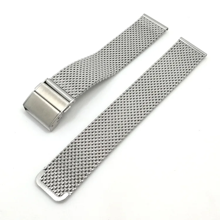 Black/Silver/Rose/ Gold 18mm/20mm/22mm Watch Band Mesh Stainless Steel Strap Fold Over Clasp Watches Replacement Bracelet