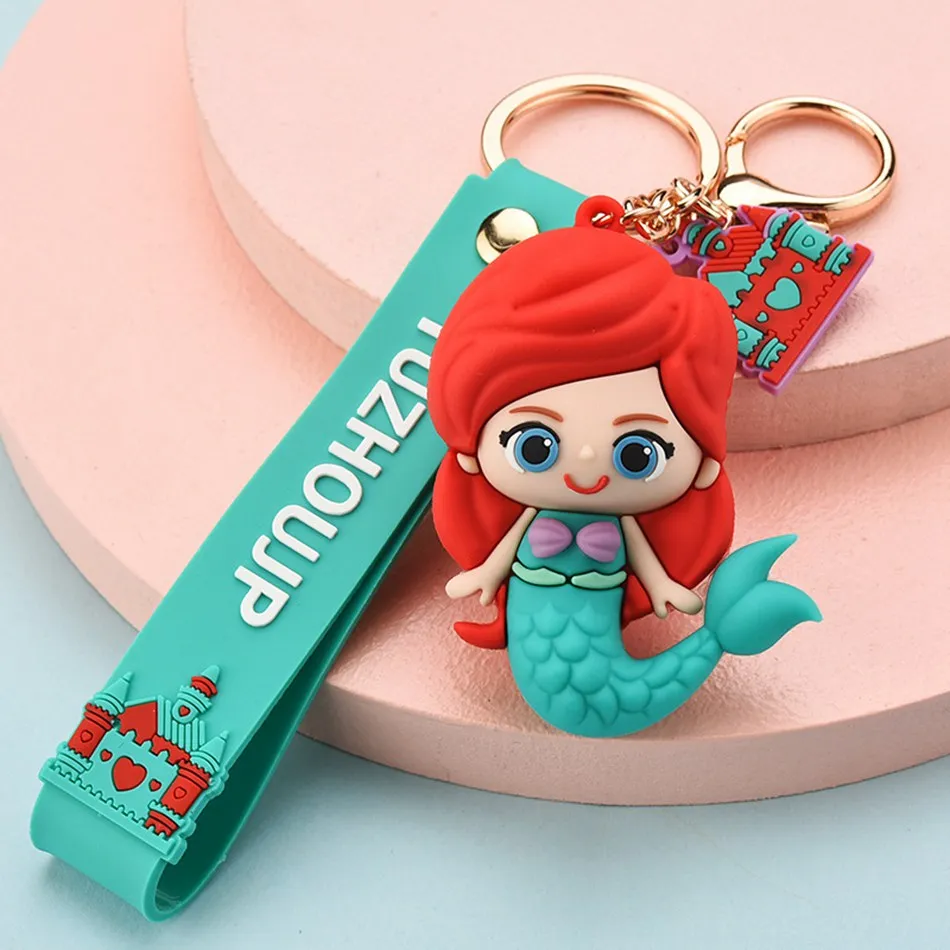 
Cartoon Anime Mermaid Princess Toys Snow White Mini Action Figure Model Keyring Girls Children Kids Gift 