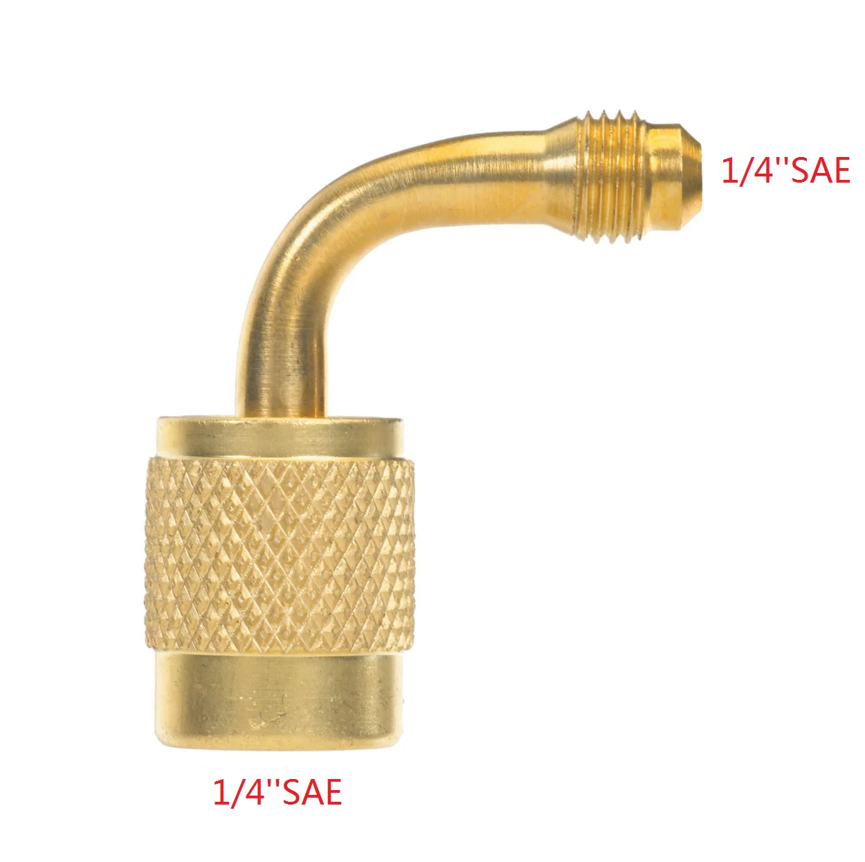 Imperial 1/4 SAE 90 degree shut off brass refrigeration hose type coupler connection 410A end connection SAE x SAE