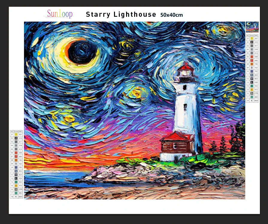 Online seller supplier 5d Diy Full Drill Starry Lighthouse Diamond Painting Cross Stitch Diamond Embroidery Kits home decor Mosa
