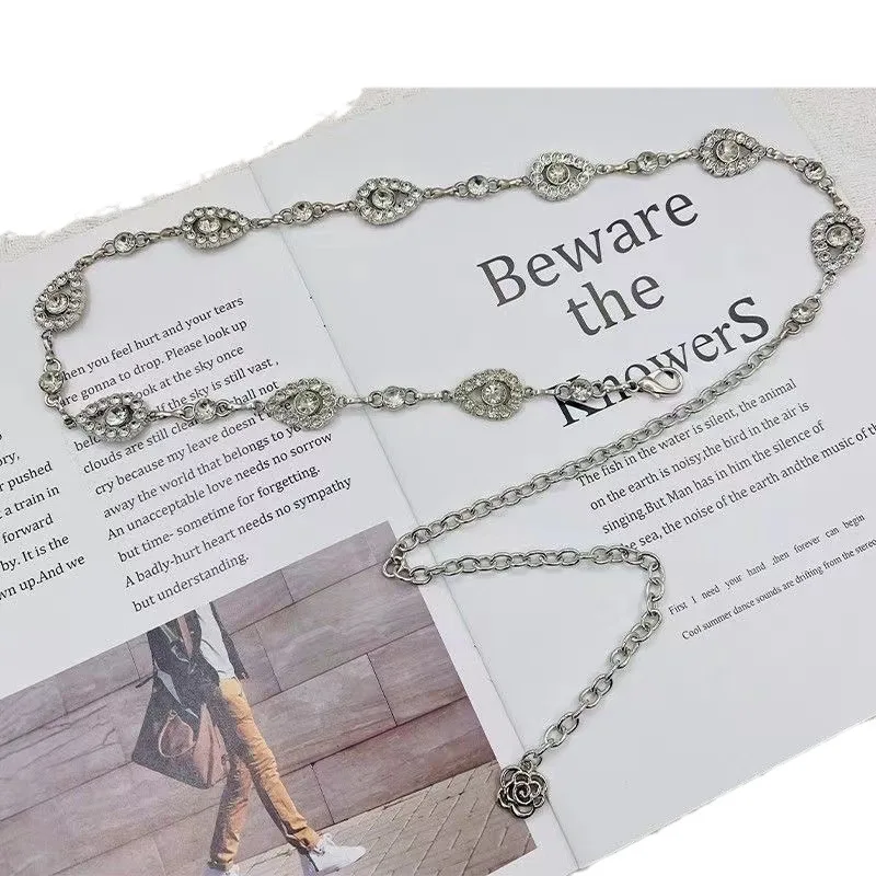 Ladies Fashion Accessories Luxury Designer High Quality Silver Metal Chain Waist Belts for Women body chain for dress