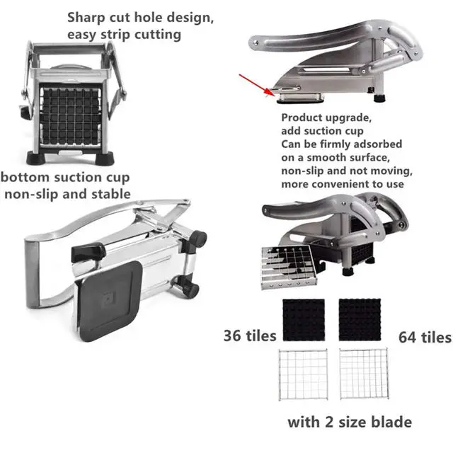 Hot Sale Home Kitchen Manual Stainless Steel Potato Onion Slicer Machine Chip Chopper French Fry Chipper Fruit Cutter