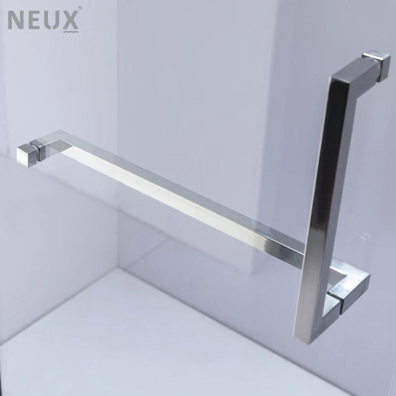 Modern Hotel High-end Shower Box Rectangle 8mm Glass Hinged Frameless Shower Door With 304 Stainless Steel Clamps
