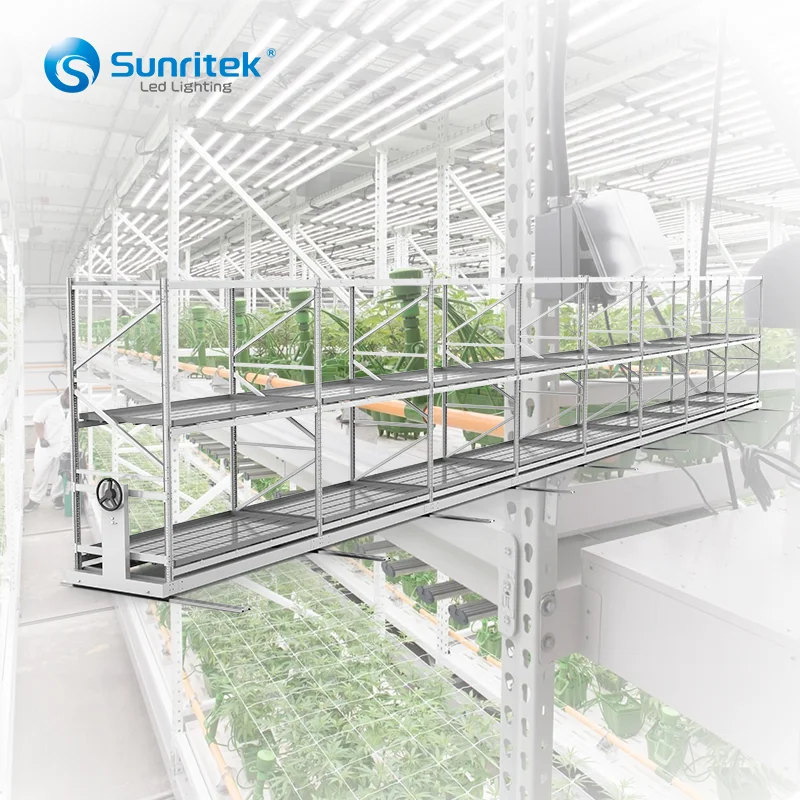 Hot sale grow rack for vertical vegetable grow room grow racks and rolling bench flood trays suitable with sunritek lamp
