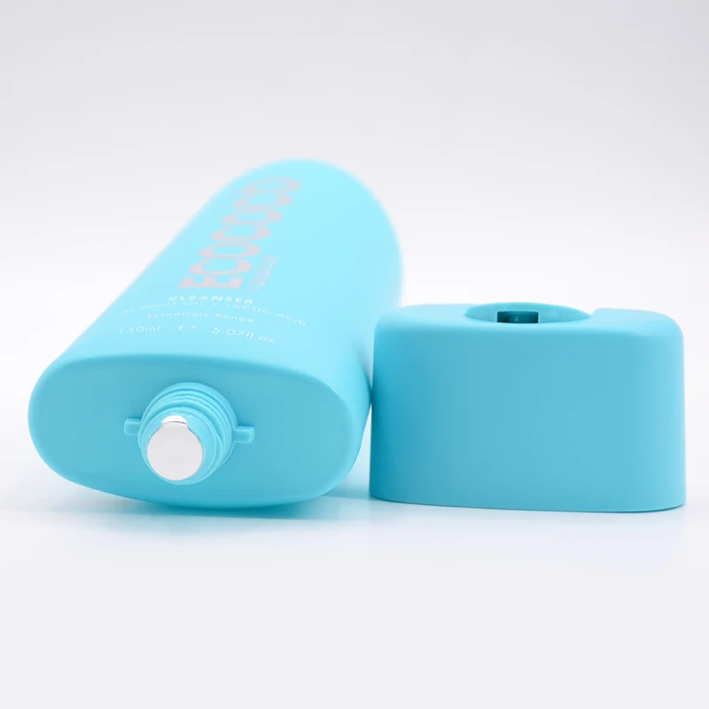 Customized color 150ml coconut oil and lactic acid facial cleanser super oval plastic tube oval tube with disc top cap