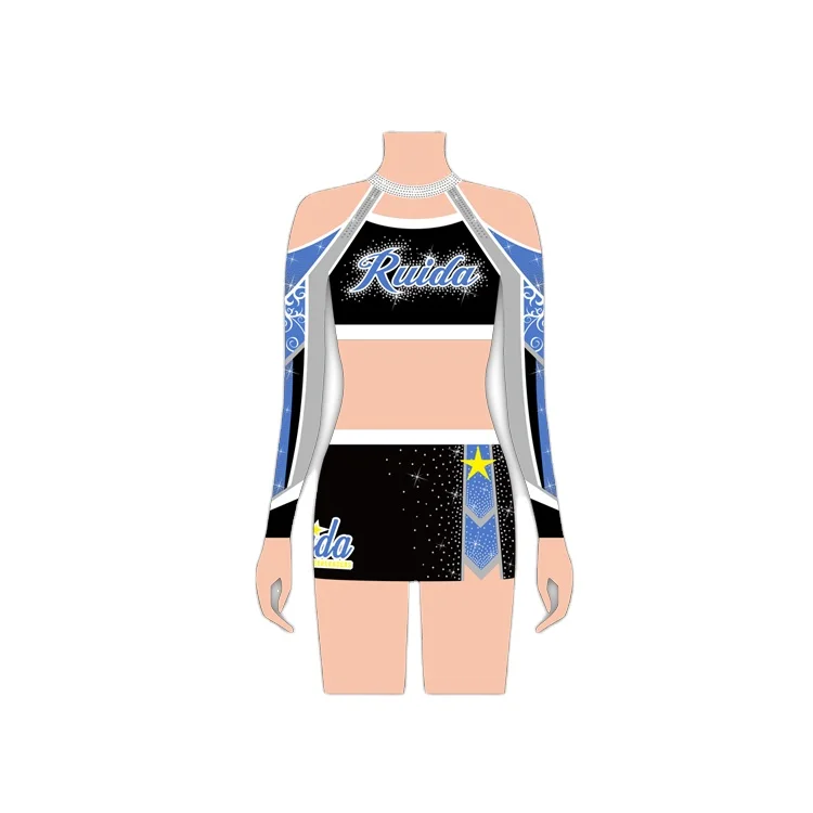 Professional Design Custom wholesale cheer Cheerleading Uniforms For Girls Spandex Sublimation AB crystal