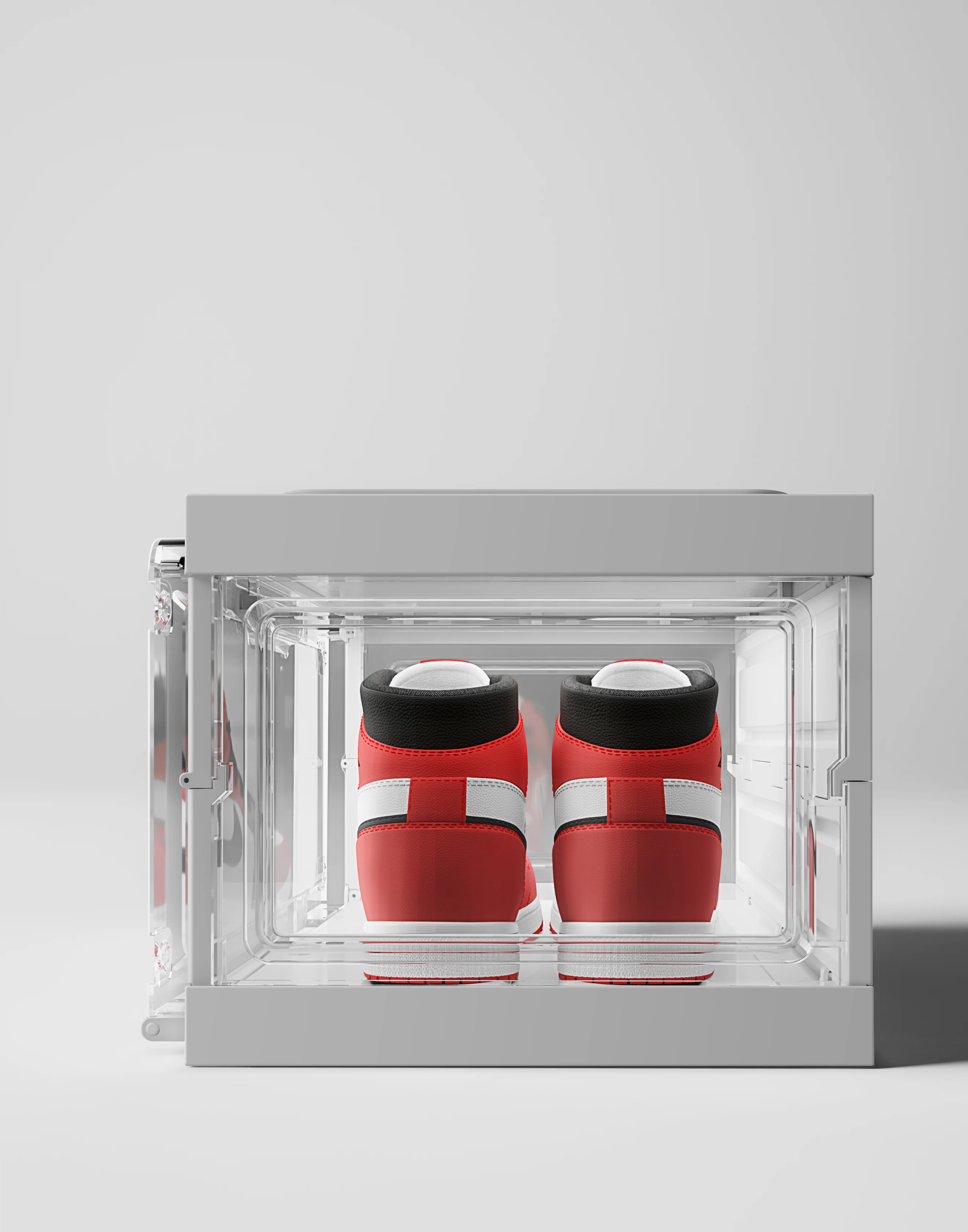 China Wholesale Plastic Sneaker Box Storage Shoe Box Voice Sensor Control LED Transparent Stackable Plastic Shoe Box Storage