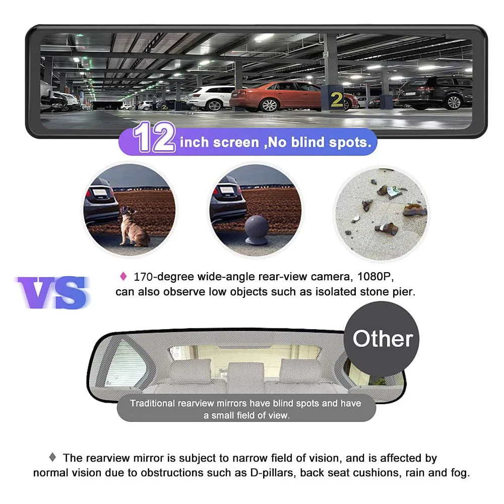 4K UHD Car DVR Stream Video Rear View Mirror Camera WIFI GPS Car Black Box Driving Recorder