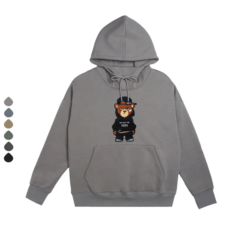 OEM Designer Fish Mouth Hoodie Customized chenille Embroidery Fleece cotton 3d Towel Embroidery Fish Mouth hoodie sweatshirt