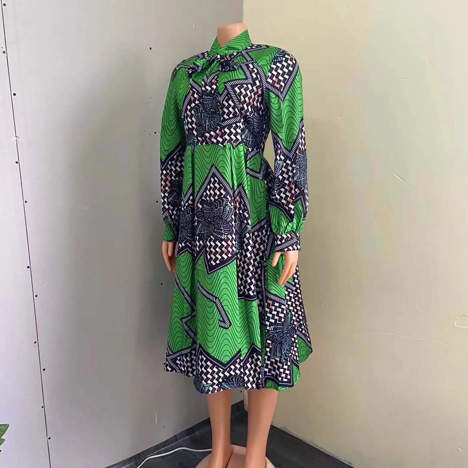 Women Printed Bandage Swing Skirt African Kitenge Dress Designs Plus Size Womens African Dresses
