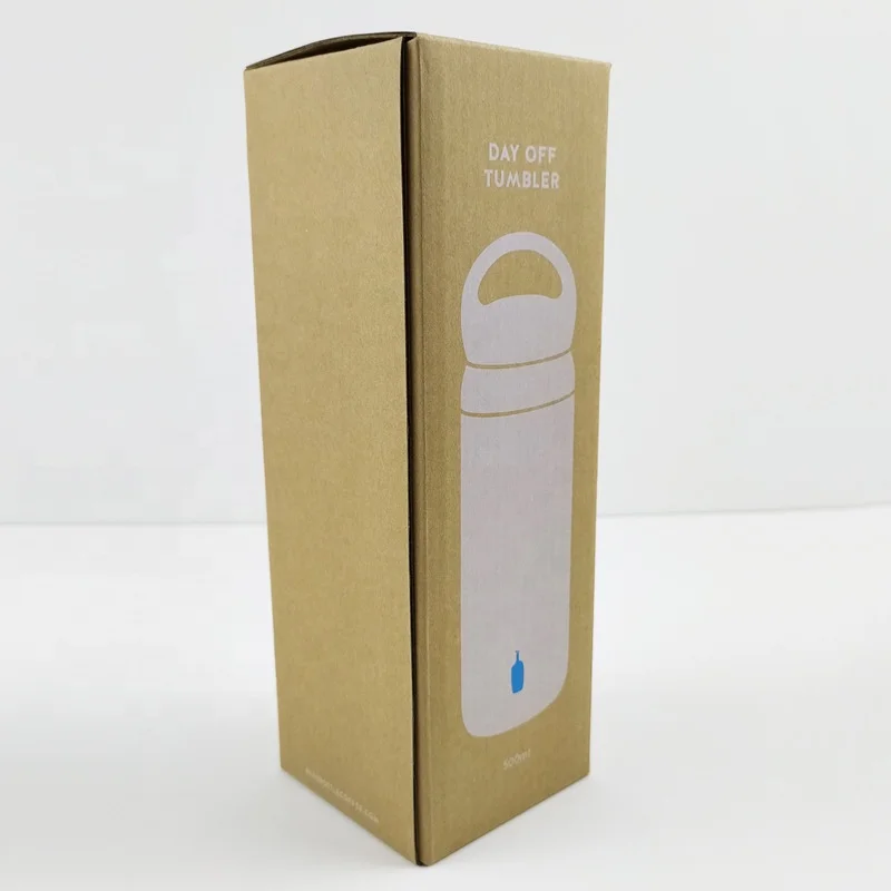 Custom competitive price recycled easy folding printed kraft corrugated paper drinkware tumbler water bottle packaging box