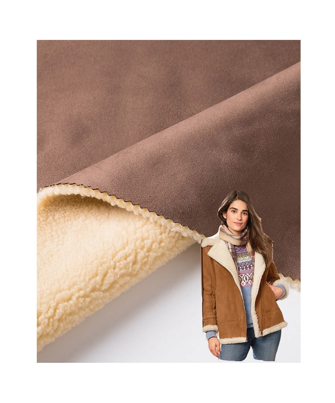 Recycled Sherpa Suede composite winter Fabric For Garment COTTON