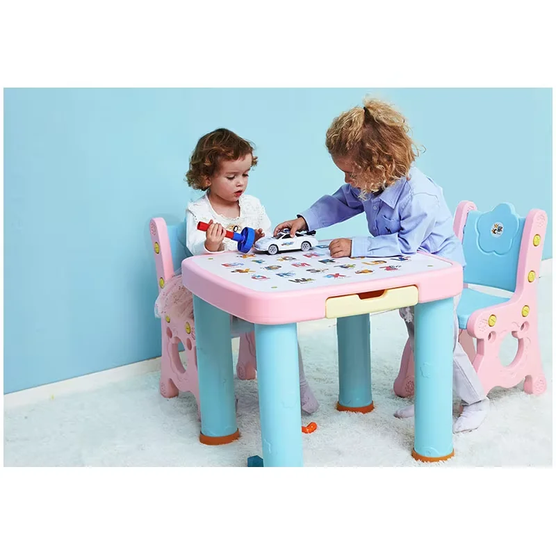 Hot Selling Home Kindergarten Plastic Kids Study Play Children Furniture Table Chairs Set