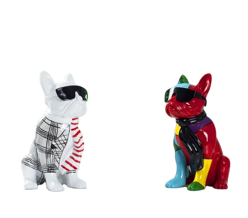 Epoxy Resin Crafts Frenchdog Statue Ring Holder Dish for Jewelry French Bulldog Figurines Bulldog Ornament