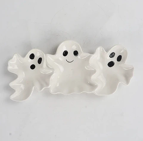 Halloween Themed Party Dinner Ceramic Plate Party Decorations  Pumpkin Ghost Shaped Colorful Dish
