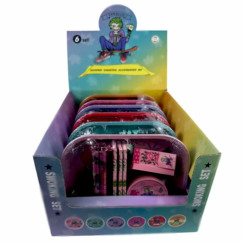 Custom Smoking Set Grinder+Tips+Tray+Cigar Paper Machine+Cigarette Rolling Paper 5pcs Pre-Roll Packaging Box