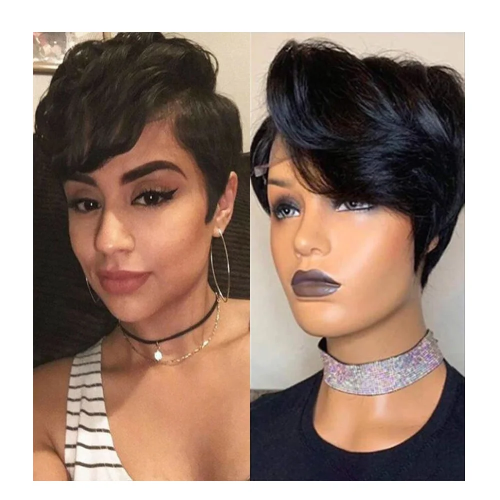 Wholesale Cheap Pixie Cut Wig Short Pixie curls Human Hair Lace front closure Wig Pixie Brazilian Human Hair Wigs for Women