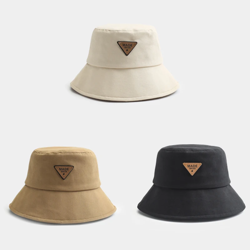 Oem Street wear custom leather patch logo female mens fisherman gorras bucket hat cap