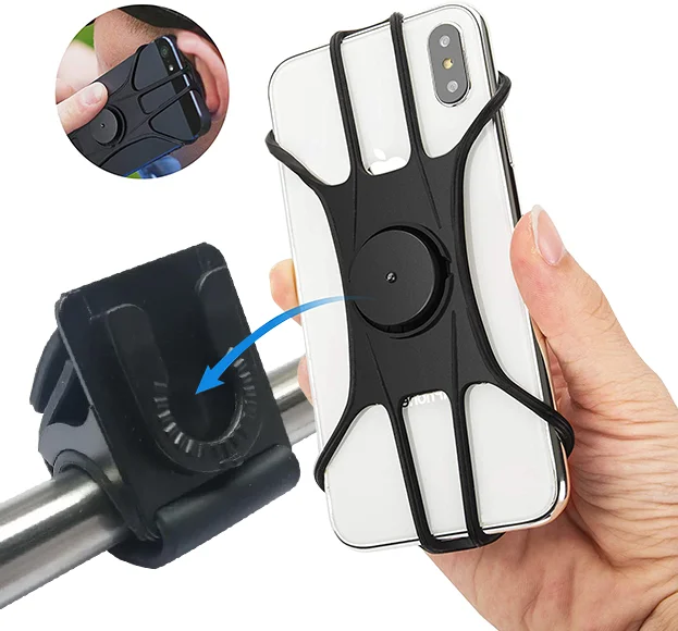 
 Китай, оптовая продажа, универсальный Противоскользящий Регулируемый силиконовый держатель для телефона на велосипед, подставка для телефона на мотоцикл  