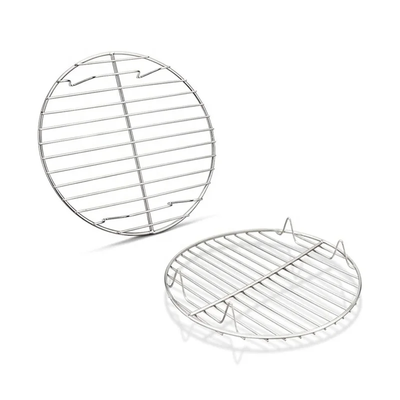 Round Canning Rack Stainless Steel with Legs,Heavyweight Cross Wire Steaming Cooling Barbecue Rack/Carbon Baking Net/Grill