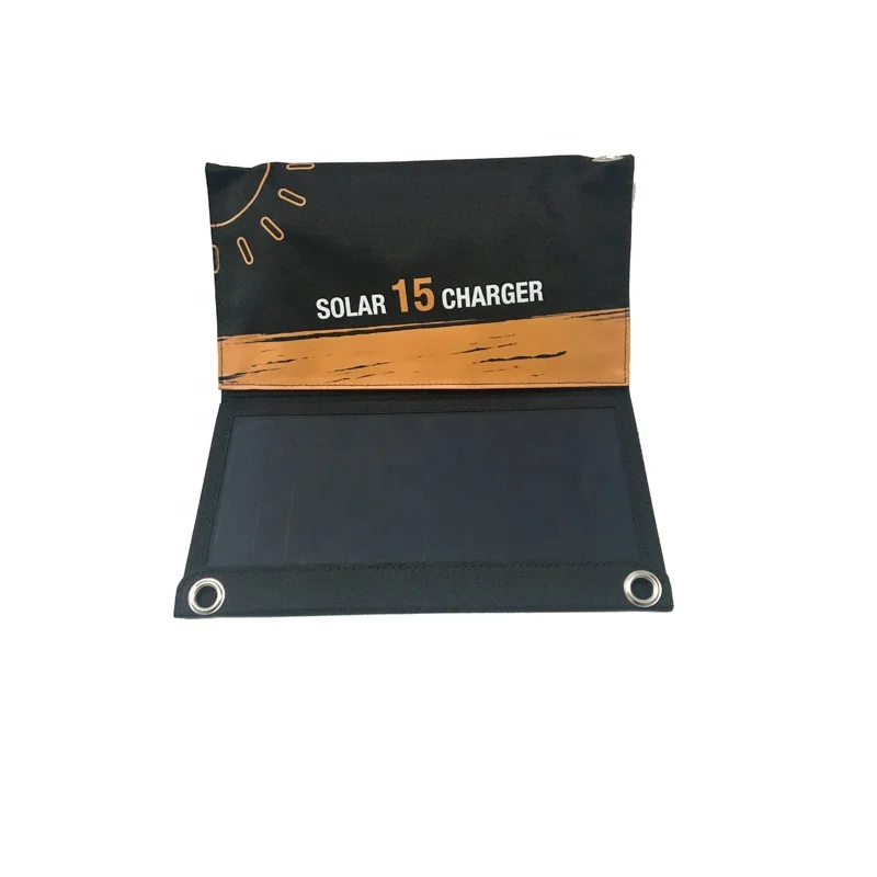 
Waterproof Dual USB quick charging 15W foldable portable solar mobile phone charger for phone 