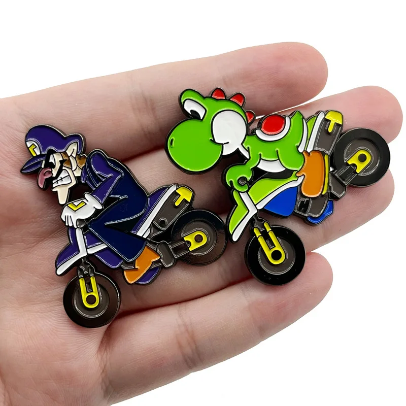 2024 New Anime Mario Metal Badge Luigi Brooch Pin Cute Creative Cartoon Yoshi Pins for Men Children Gift