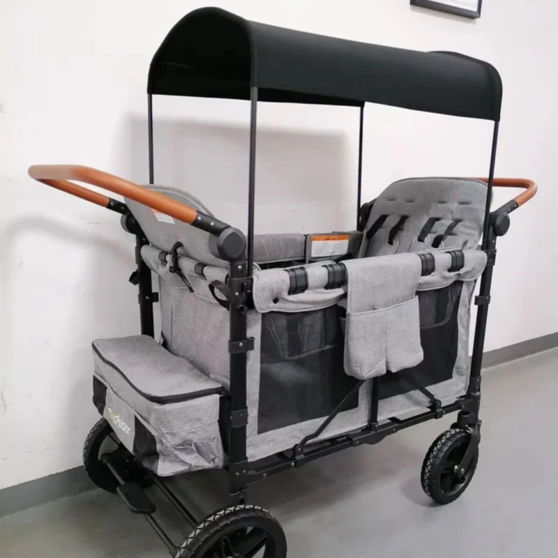 Folding 4 Seat Wagon Stroller with Canopy for Kid