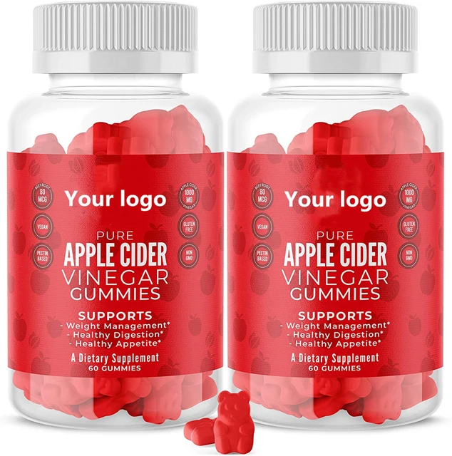 Hot-selling pure organic food apple cider vinegar gummies to help the body detoxify and control weight 60 capsules