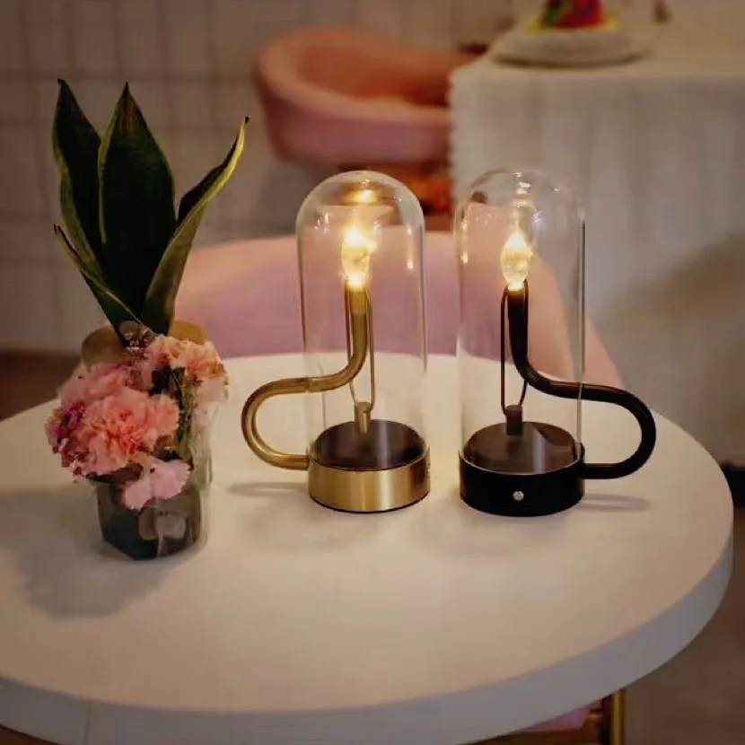 unique romantic glass shade battery-powered lamp