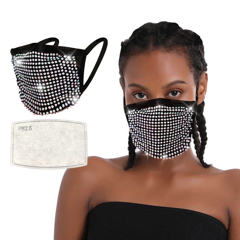 
Washable and reusable with 1 piece of filter can prevent filter piece cotton colored diamond facemask 
