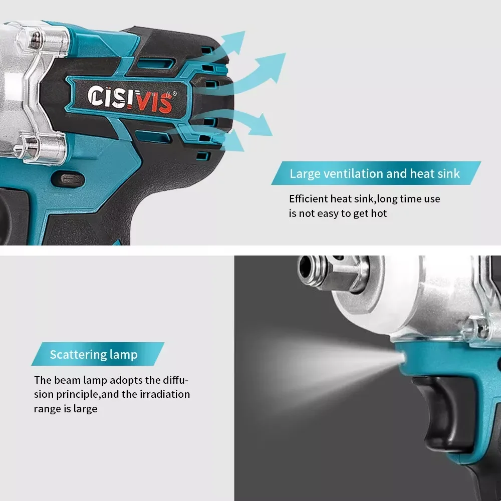 Industrial Grade 21V Cordless Impact Wrench Battery Powered High Torque Electric Ratchet Wrench for Truck Tire Power Tools