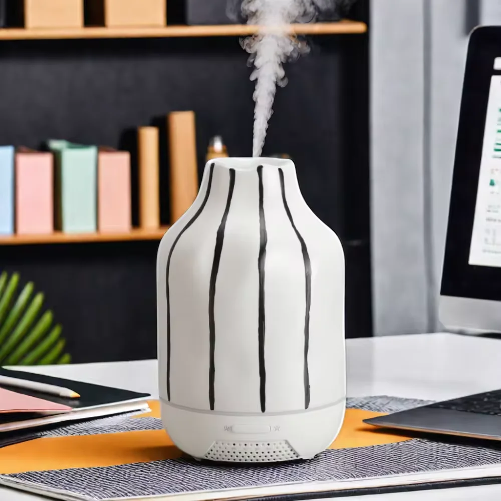 White Luxury Ceramic Aroma Diffuser Electric Air Fresher Home Fragrance Machine for Bedroom Scents