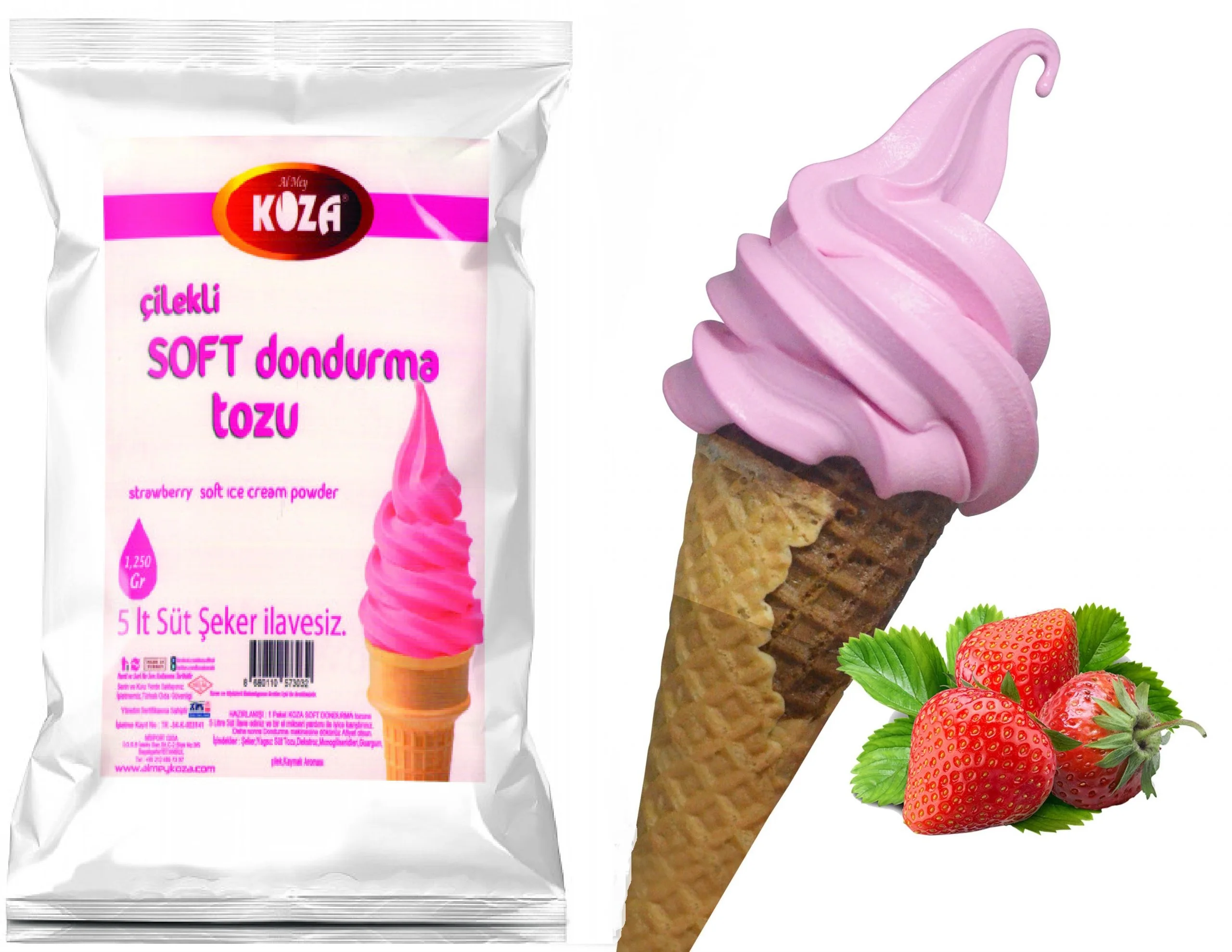 
Strawberry Flavoured Soft Serve Ice Cream Mix Powder 