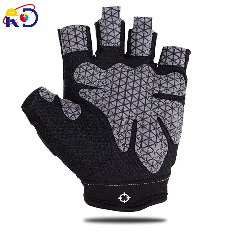 new style half finger mesh cloth silicone riding gloves shock absorbing palm pad anti slip silicone fitness