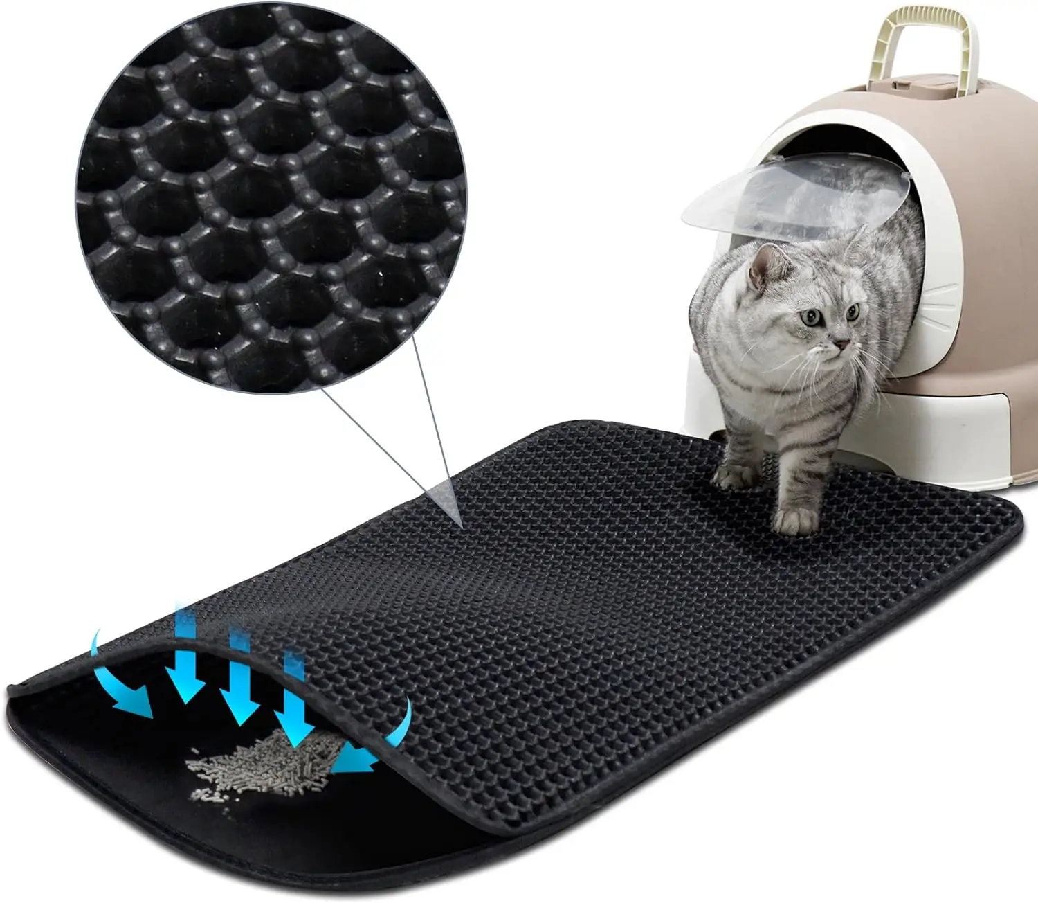 Cat Litter Mat for Pet Kitty Litter Box Waterproof Cat Mat Honeycomb Double Layer Design Machine Washable