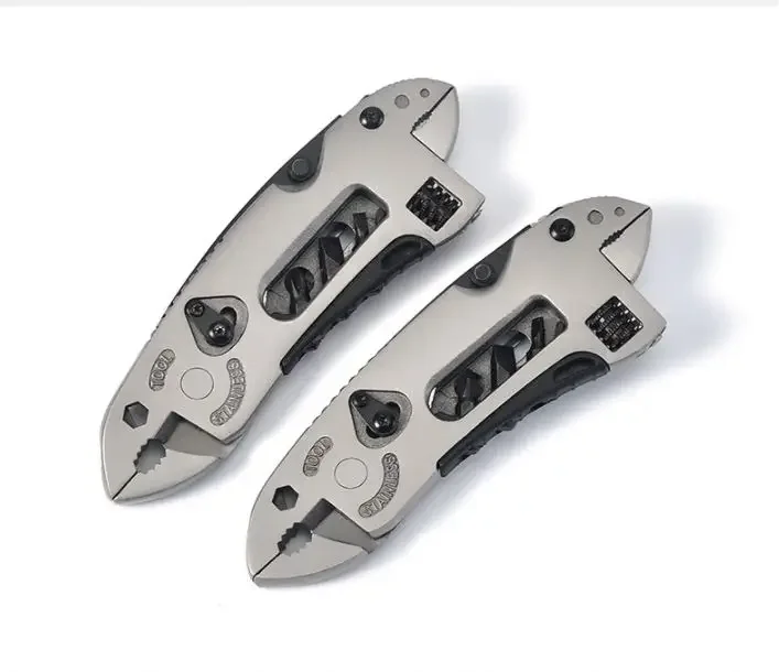 Outdoor Camping Adjustable Pocket Knife Screwdriver Set 8 in 1 Wrench Multi Tool Pliers Key Chain