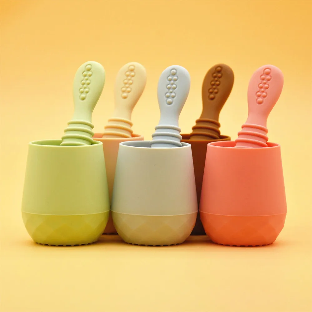 BHD Non-toxic Infant Spill Proof Baby Tiny Water Drinking Learner Cup BPA Free 100% Silicone Toddler Training Cups