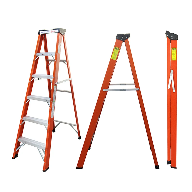 6 FT Type Ia 300lbs Load Capacity Foldable Triangle Fiberglass Step Ladder