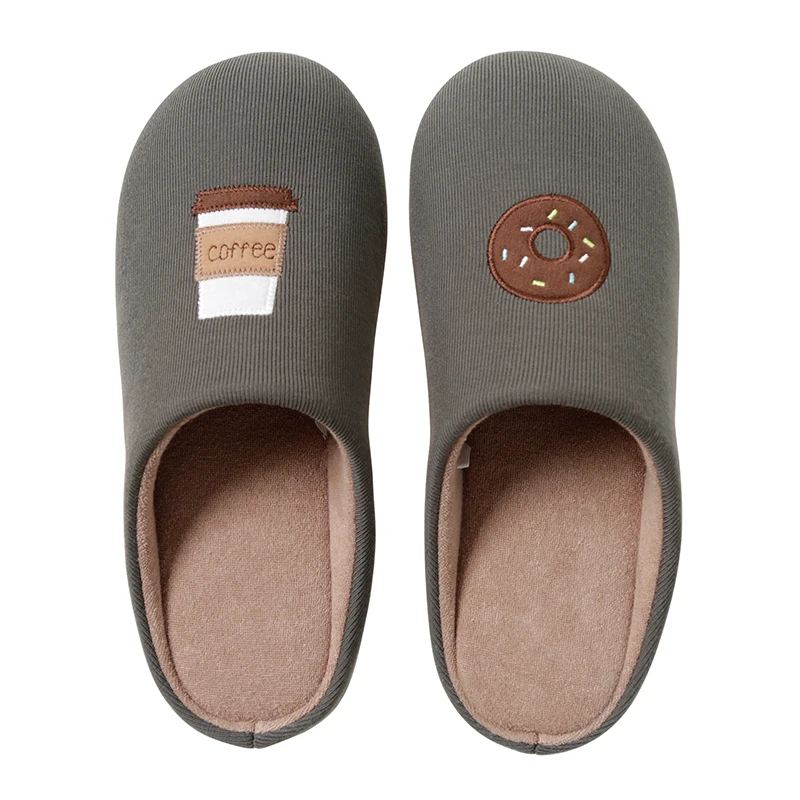 
Embroidery slippers with coffee and biscuit stitchwork winter indoor 