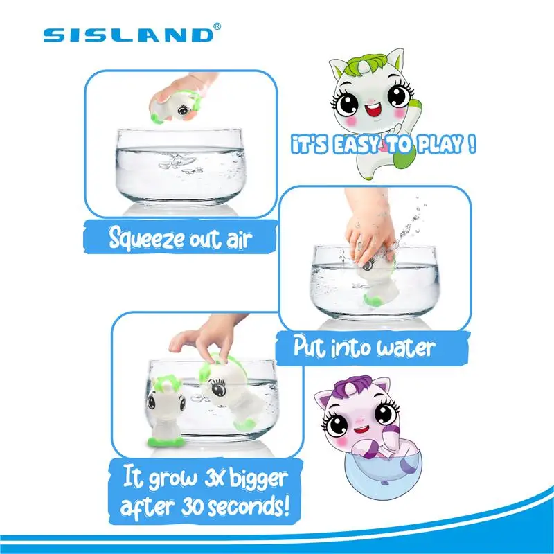 SISLAND New arrival  Squeeze Toys Soft Toy Grow in water Unicorn squeeze Toys gift box for kids
