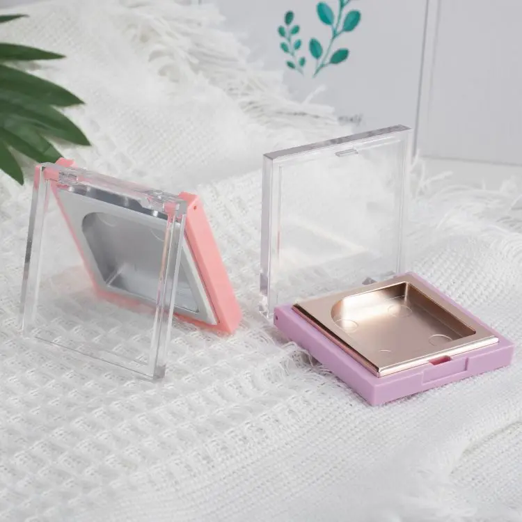 New Design Wholesale DIY Single Color Blush Case Plastic Mini Portable Eyeshadow Case Square Cosmetics Container