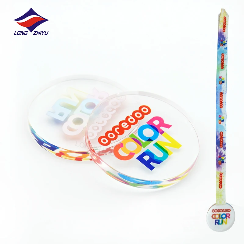 Longzhiyu 15years china professional manufacturer Customized Transparent sports Medals acrylic Marathon Medals Uae Medals