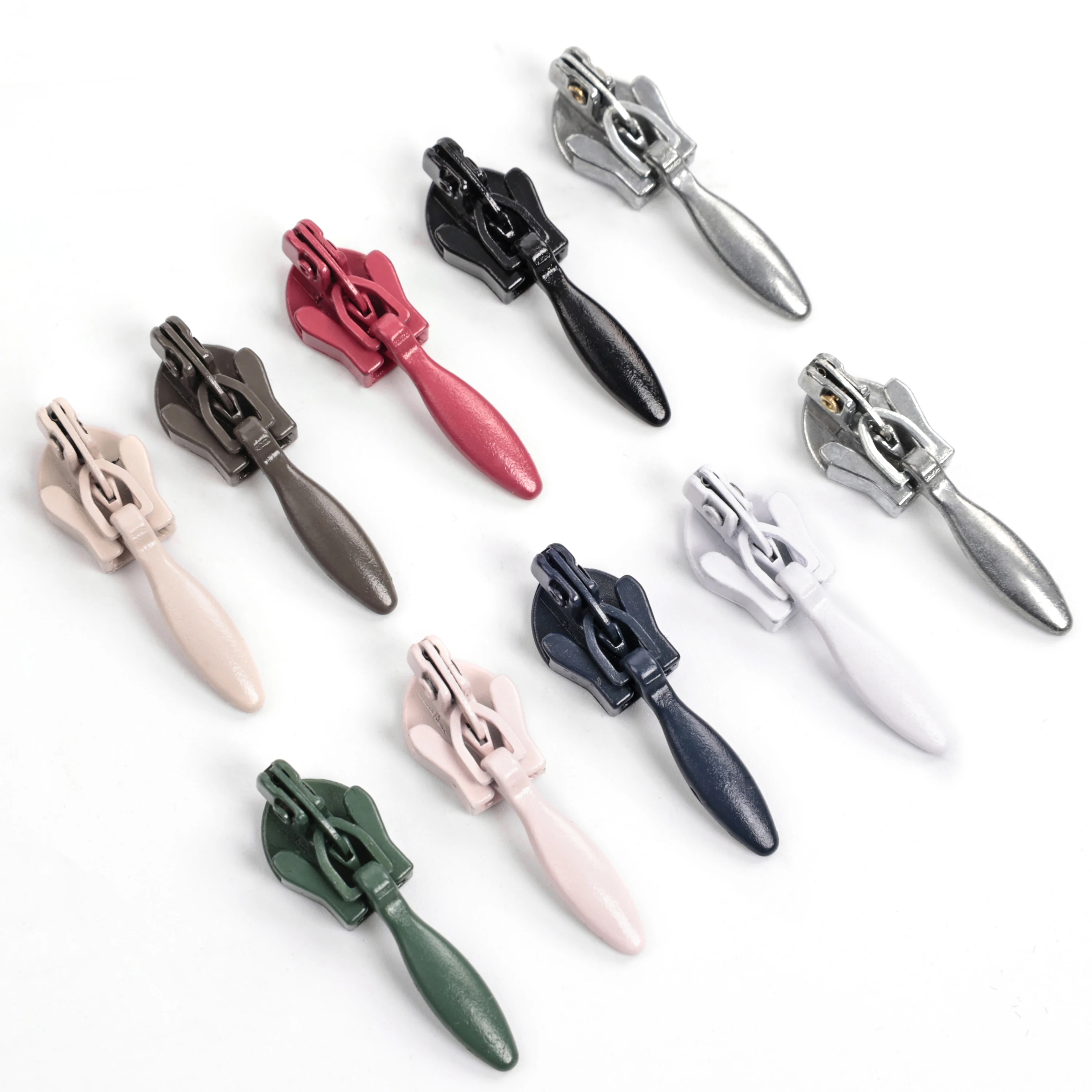 High Quality Zinc Alloy No. 3 Invisible Zippers Slider With Drop Puller for Dress Finished Long Chain Invisible Zipper Slider