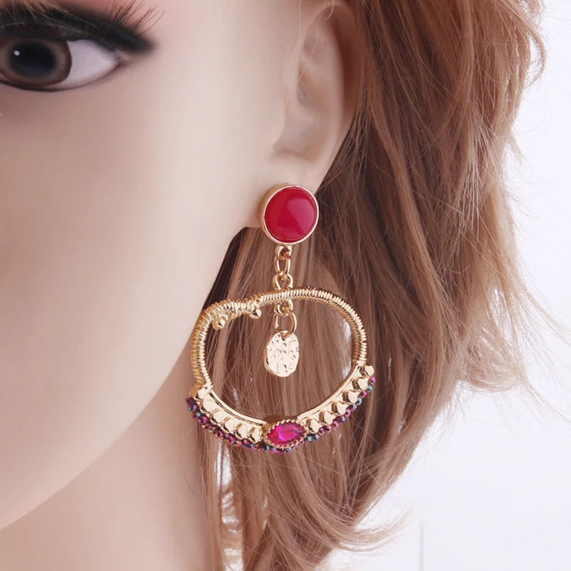 NeeFu WoFu Drop Natural Stone Crystal Charm Earring Dangle Zinc Alloy Large Long Brinco Manual Ear Accessories
