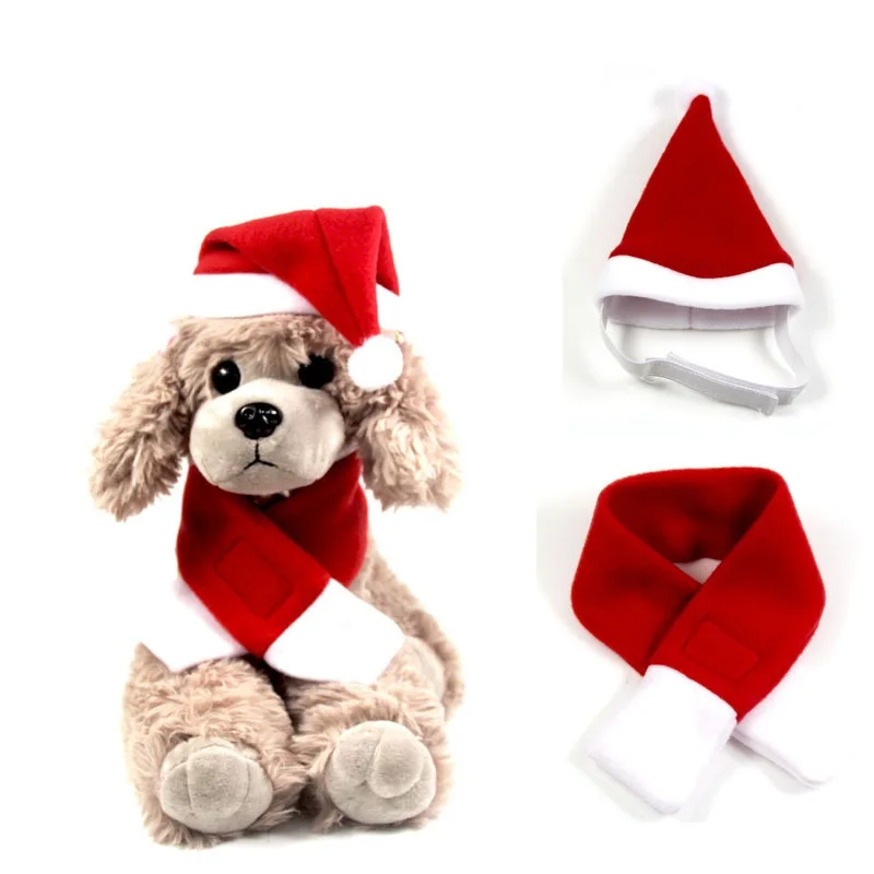 Top Selling Cute Pet Puppy Winter Warm Cloth Christmas Party Hat Scarf