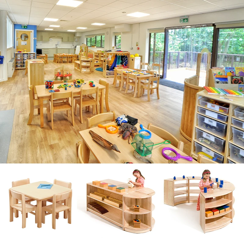 Библиотека XIHA мебель для детского сада Montessori дерево книжная полка стол и стул набор дневных принадлежностей