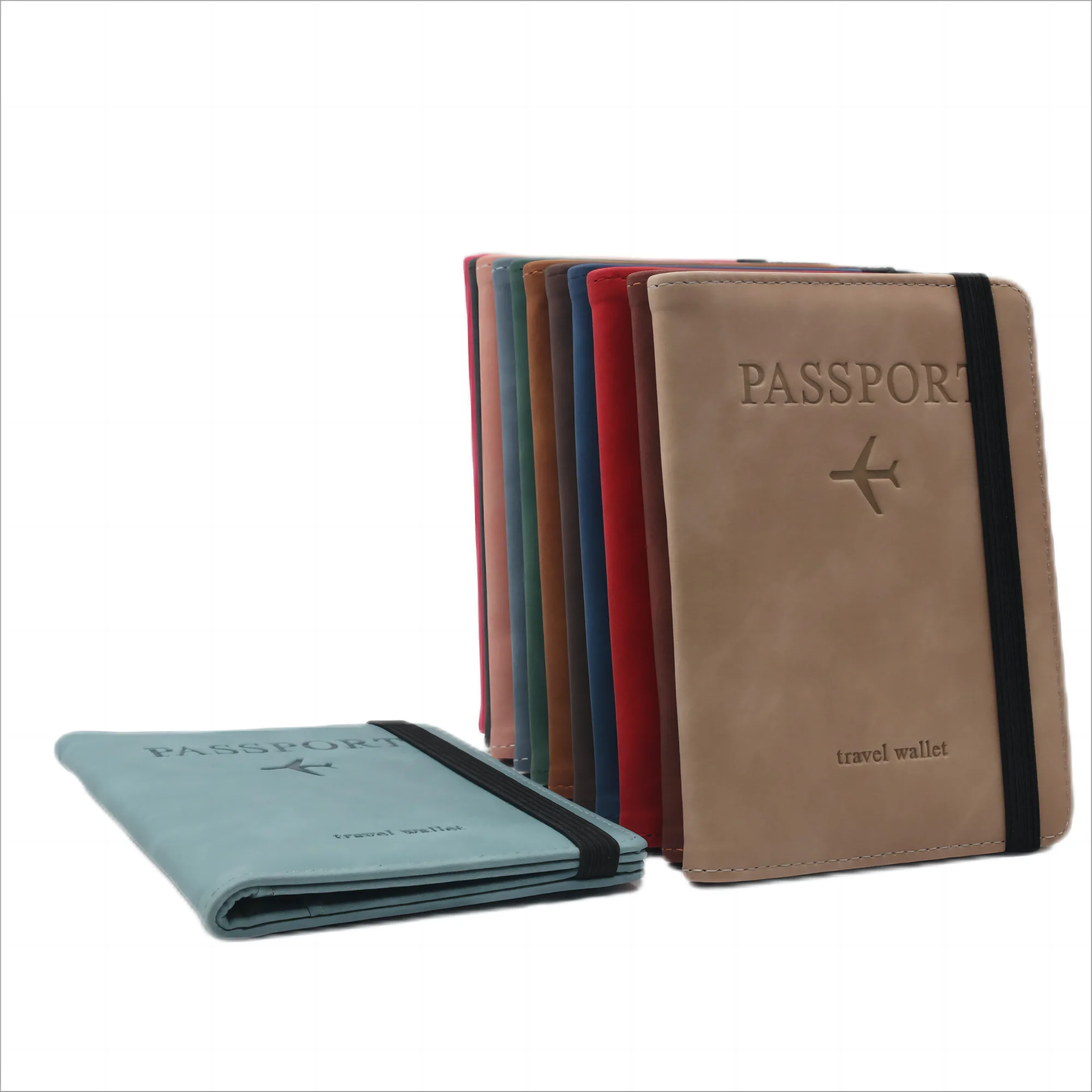 RFID Passport holder leather Factory direct sales passport cover PU Certificate bags Elastic band protector travel passport case