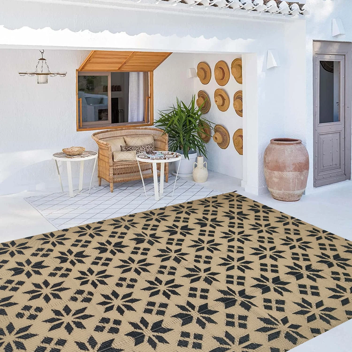 Outdoor RV Patio Mats Carpets And Rugs Travel Collection Reversible Leisure Mat Patio Outdoor Rug Waterproof